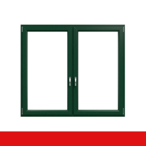 Fenstermaxx24 – 2 fluegliges Kunststofffenster Moosgruen Innen und Aussen Dreh Kipp Dreh Kipp mit Pfosten