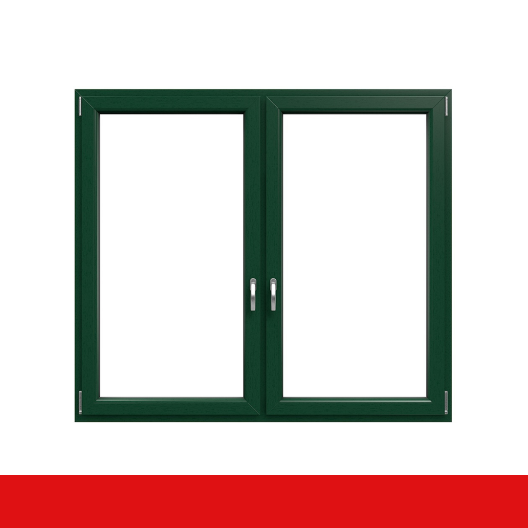Fenstermaxx24 – 2 fluegliges Kunststofffenster Moosgruen Innen und Aussen Dreh Kipp Dreh Kipp mit Pfosten