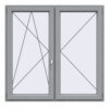 Stulpfenster Grau beidseitig 2 flg. D/DK Kunststofffenster mit Stulp, Fenstermaxx24
