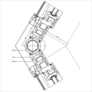 Fenstermaxx24 – Fuehrungsschiene mit variablen Eckverbinder 118° am Iglo 5 Profil