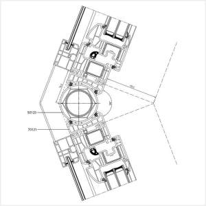 Fenstermaxx24 – Fuehrungsschiene mit variablen Eckverbinder 138° am Iglo Energy Profil