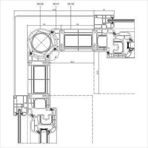 Fenstermaxx24 – Fuehrungsschiene mit variablen Eckverbinder 90° am Iglo 5 Profil