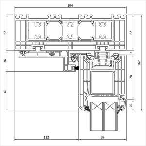 Fenstermaxx24 – Iglo HS Tuer Rahmen mit Schiebefluegel oben mit dichtem Lauf
