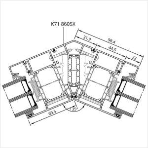 Fenstermaxx24 – MB 86 SI Eckkopplung 135° aussen