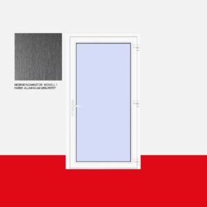 Nebeneingangstür Modell 1 Aluminium Gebürstet