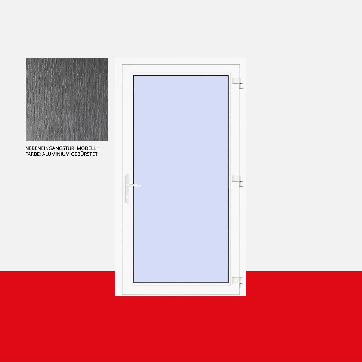 Nebeneingangstür Modell 1 Aluminium Gebürstet