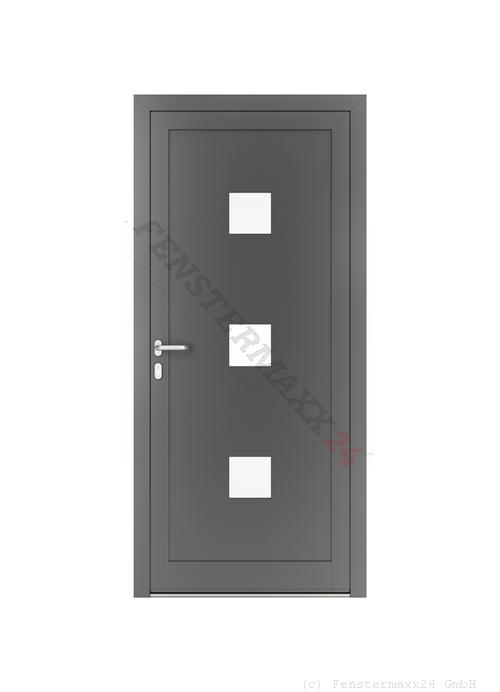 Drutex ALU Haustür 1100 x 2100 (Gesamt mit Zusätzen: B 1100 x H 2100) Innen: Anthrazitgrau, - RAL 7016 Matt Aussen: Anthrazitgrau, - RAL 7016 Matt