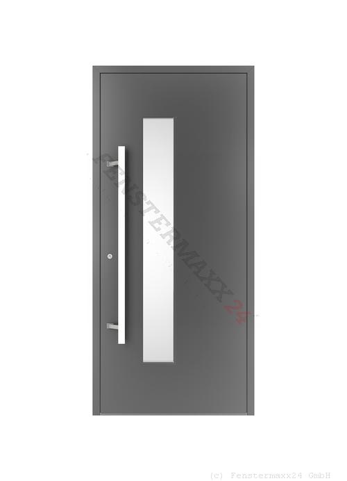 Drutex ALU Haustür 1000 x 2000 (Gesamt mit Zusätzen: B 1000 x H 2000) Innen: Anthrazitgrau, - RAL 7016 Feinstruktur Aussen: Anthrazitgrau, - RAL 7016 Feinstruktur