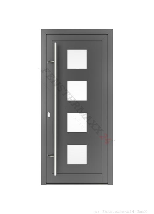 Drutex ALU Haustür 1100 x 2290 (Gesamt mit Zusätzen: B 1100 x H 2290) Innen: Verkehrsweiß - RAL 9016 Matt Aussen: Anthrazitgrau, - RAL 7016 Matt