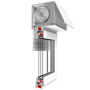 Drutex Aufsatzrollladen 800x1000 | Führungsschiene und Kastenfarbe: Weiss (ohne Dekorfarbe) | Panzer und Endleiste: Weiß