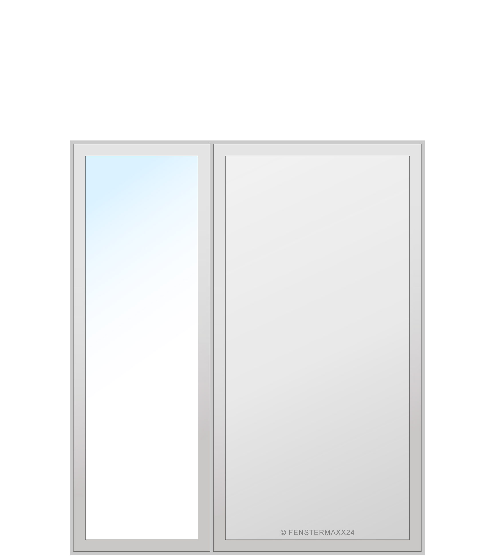 Drutex PVC Haustür 1100 x 2100 (Gesamt mit Zusätzen: B 2400 x H 2100) Innen: Grau (715505) Aussen: Grau (715505)