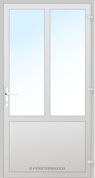 Gealan PVC Nebeneingangstür 1000 x 2220 (Gesamt mit Zusätzen: B 1000 x H 2220) Innen: Weiss (Standard) Aussen: Weiss (Standard)