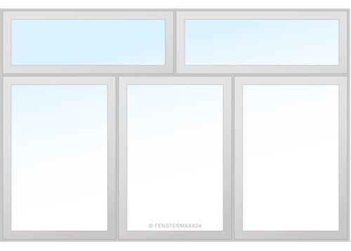 Drutex PVC Fenster 2180 x 2100 (Gesamt mit Zusätzen: B 2180 x H 2580 ) Innen: Weiss (ohne Dekorfarbe) Aussen: Dunkelgrün (612505)
