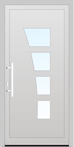 Aluplast PVC Haustür 1070 x 2200 (Gesamt mit Zusätzen: B 1470 x H 2200) Innen: Weiss (ohne Dekorfarbe) Aussen: Aschgrau (AP 103)