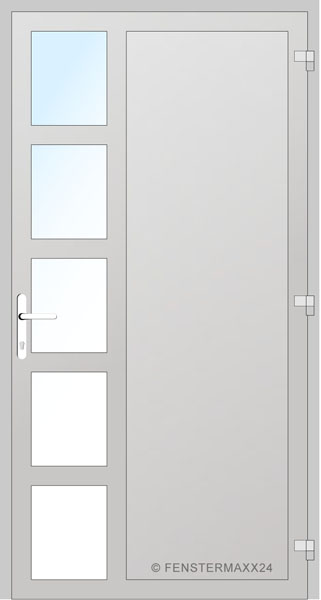 Gealan PVC Nebeneingangstür 1000 x 2050 (Gesamt mit Zusätzen: B 1000 x H 2050) Innen: Weiss (Standard) Aussen: Weiss (Standard)