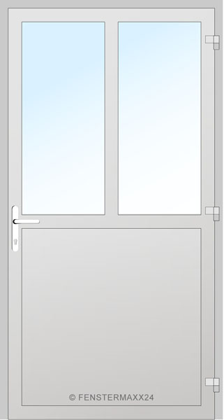 Gealan PVC Nebeneingangstür 800 x 1900 (Gesamt mit Zusätzen: B 800 x H 1900) Innen: Oregon IV (Holzdekor) Aussen: Weiss (Standard)