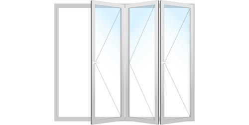 Drutex ALU Faltschiebetür 2950x2010 Innen: Verkehrsweiß - RAL 9016 Matt Aussen: Verkehrsweiß - RAL 9016 Matt