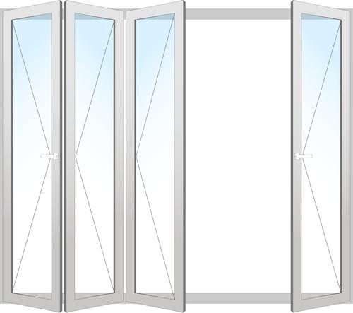 Drutex ALU Faltschiebetür 2280x1900 Innen: RAL 3015 Matt Aussen: Silbergrau - RAL 7001 Matt