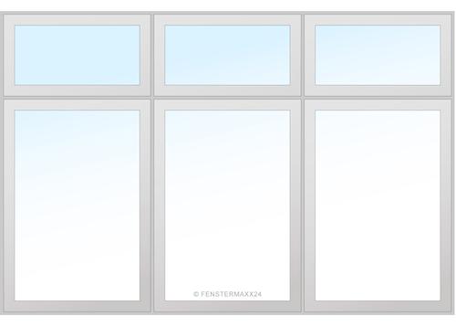 Drutex PVC Fenster 3200 x 1700 (Gesamt mit Zusätzen: B 3200 x H 2200 ) Innen: Anthrazitgrau (1701605) Aussen: Anthrazitgrau (1701605)