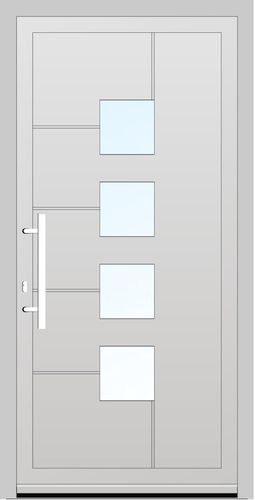 Aluplast PVC Haustür 1074 x 2056 (Gesamt mit Zusätzen: B 1474 x H 2056) Innen: Weiss (ohne Dekorfarbe) Aussen: Anthrazitgrau sandstruktur (AP 60)