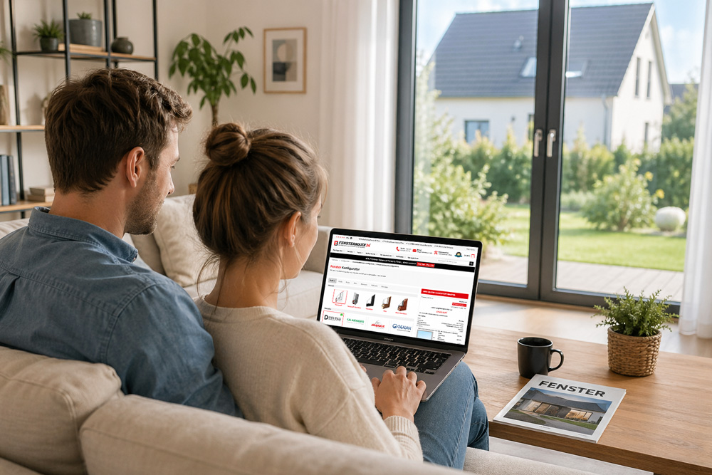 Junges Paar konfiguriert Fenster, Fenstermaxx24