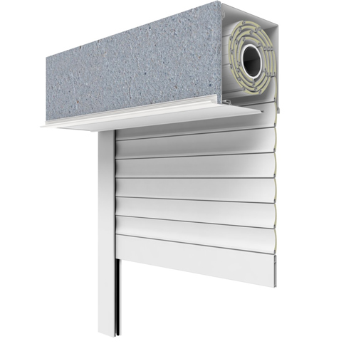 Drutex Vorsatzrollladen 1500x1200 | Führungsschiene und Kastenfarbe: Grau | Panzer und Endleiste: Grau