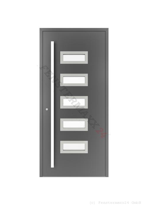 Drutex ALU Haustür 2160 x 2200 (Gesamt mit Zusätzen: B 2160 x H 2200) Innen: RAL 5007 Matt Aussen: RAL 5007 Matt