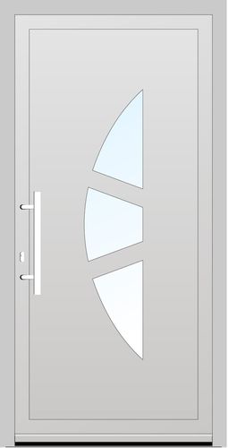 Salamander PVC Haustür 890 x 2040 (Gesamt mit Zusätzen: B 890 x H 2040) Innen: Weiss (ohne Dekorfarbe) Aussen: Silbergrau (SAL 42)