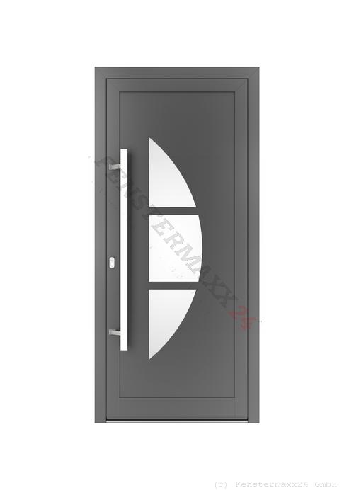 Drutex ALU Haustür 980 x 2080 (Gesamt mit Zusätzen: B 980 x H 2080) Innen: Verkehrsweiß - RAL 9016 Matt Aussen: RAL 7037 Matt