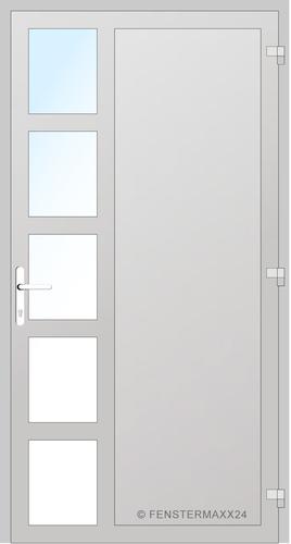 Drutex ALU Nebeneingangstür 950 x 1950 (Gesamt mit Zusätzen: B 950 x H 1950) Innen: Verkehrsweiß - RAL 9016 Matt Aussen: RAL 7012 Matt