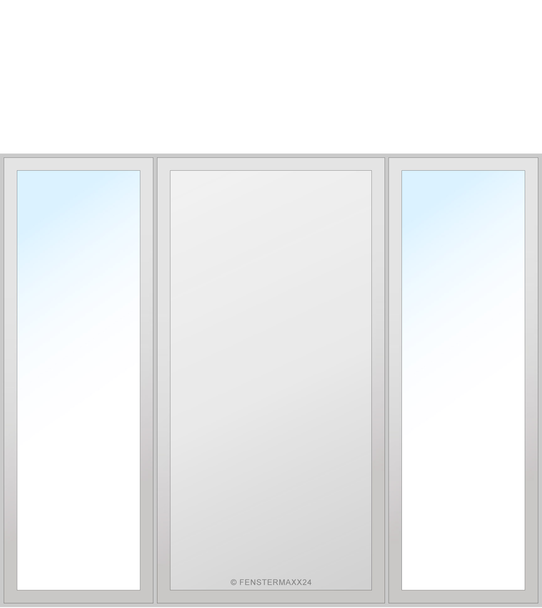 Drutex PVC Nebentür 1100 x 2300 (Gesamt mit Zusätzen: B 2740 x H 2415) Innen: Weiss (ohne Dekorfarbe) Aussen: Weiss (ohne Dekorfarbe)
