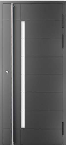 Drutex ALU AktionsHaustür 1000 x 2000 (Gesamt mit Zusätzen: B 1000 x H 2000) Innen: Anthrazitgrau - RAL 7016 Aussen: Anthrazitgrau - RAL 7016