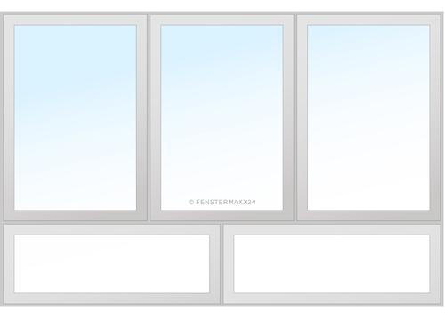 Drutex PVC Fenster 3000 x 1500 (Gesamt mit Zusätzen: B 3000 x H 2400 ) Innen: Weiss (ohne Dekorfarbe) Aussen: Weiss (ohne Dekorfarbe)