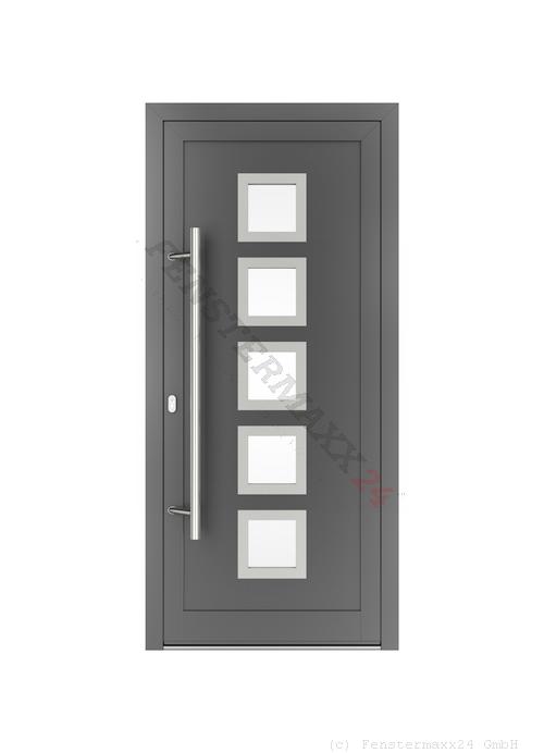 Drutex ALU Haustür 1200 x 2100 (Gesamt mit Zusätzen: B 1200 x H 2100) Innen: Anthrazitgrau, - RAL 7016 Feinstruktur Aussen: Anthrazitgrau, - RAL 7016 Feinstruktur