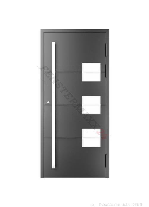 Drutex ALU Haustür 800 x 1900 (Gesamt mit Zusätzen: B 800 x H 1900) Innen: Verkehrsweiß - RAL 9016 Matt Aussen: Anthrazitgrau, - RAL 7016 Matt