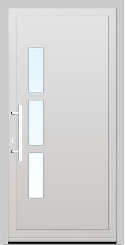 Salamander PVC Haustür 1200 x 2130 (Gesamt mit Zusätzen: B 1800 x H 2130) Innen: Weiss (ohne Dekorfarbe) Aussen: Achatgrau (SAL 72)