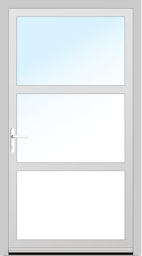 Aluplast PVC Nebeneingangstür 1020 x 2058 (Gesamt mit Zusätzen: B 1020 x H 2058) Innen: Weiss (ohne Dekorfarbe) Aussen: Weiss (ohne Dekorfarbe)