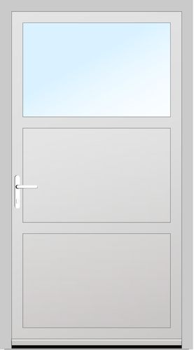 Salamander PVC Nebeneingangstür 850 x 1920 (Gesamt mit Zusätzen: B 850 x H 1920 ) Innen: Weiss (ohne Dekorfarbe) Aussen: Anthrazitgrau (SAL 55)