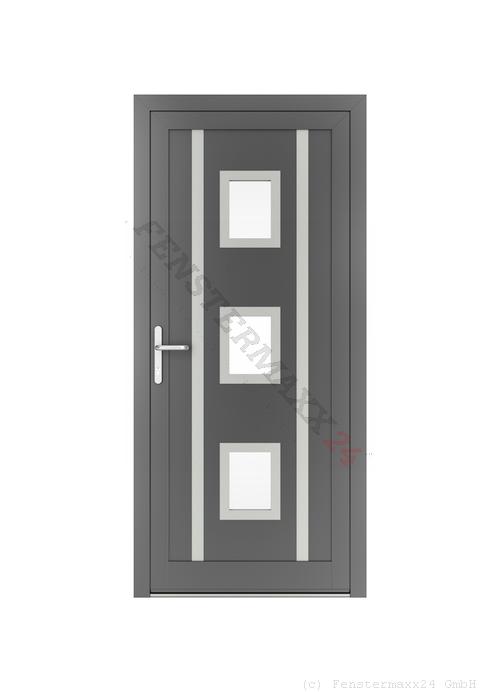 Drutex ALU Haustür 1100 x 2100 (Gesamt mit Zusätzen: B 1100 x H 2100) Innen: Anthrazitgrau, - RAL 7016 Matt Aussen: Anthrazitgrau, - RAL 7016 Matt