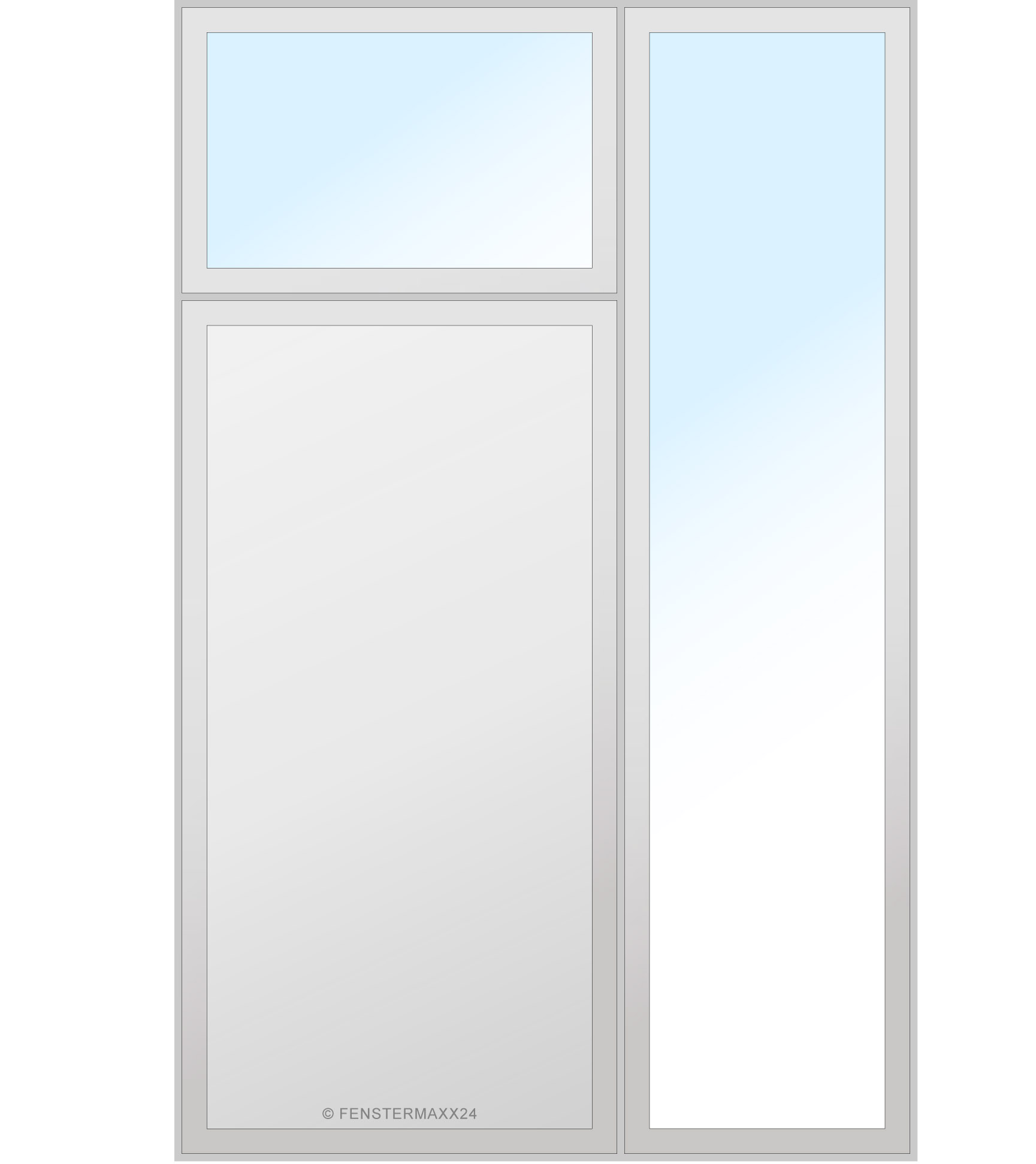 Drutex PVC Haustür 1000 x 2000 (Gesamt mit Zusätzen: B 3600 x H 2500) Innen: Weiss (ohne Dekorfarbe) Aussen: Anthrazitgrau (1701605)