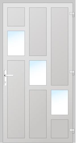 Drutex Holz Haustür 1100 x 2345 (Gesamt mit Zusätzen: B 1100 x H 2345) Innen: Weißaluminium - RAL 9006 Matt Aussen: Weißaluminium - RAL 9006 Matt