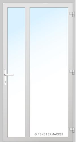 Drutex ALU Nebeneingangstür 900 x 2000 (Gesamt mit Zusätzen: B 900 x H 2000) Innen: Verkehrsweiß - RAL 9016 Matt Aussen: Verkehrsweiß - RAL 9016 Matt