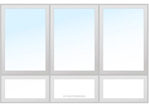 Drutex PVC Fenster 3300 x 1400 (Gesamt mit Zusätzen: B 3300 x H 2400 ) Innen: Weiss (ohne Dekorfarbe) Aussen: Weiss (ohne Dekorfarbe)