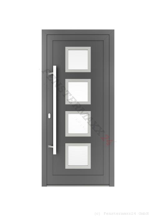 Drutex ALU Haustür 800 x 1900 (Gesamt mit Zusätzen: B 800 x H 1900) Innen: RAL 7021 Matt Aussen: RAL 7021 Matt