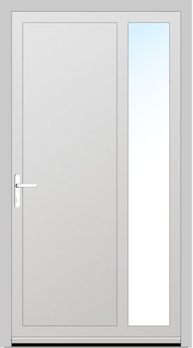 Aluplast PVC Nebeneingangstür 860 x 2000 (Gesamt mit Zusätzen: B 860 x H 2000) Innen: Weiss (ohne Dekorfarbe) Aussen: Aschgrau (AP 103)
