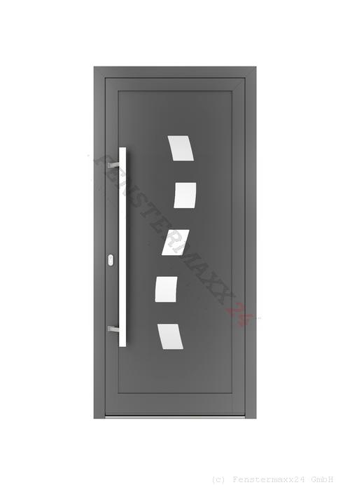 Drutex ALU Haustür 1100 x 2450 (Gesamt mit Zusätzen: B 1100 x H 2450) Innen: Anthrazitgrau, - RAL 7016 Matt Aussen: Anthrazitgrau, - RAL 7016 Matt