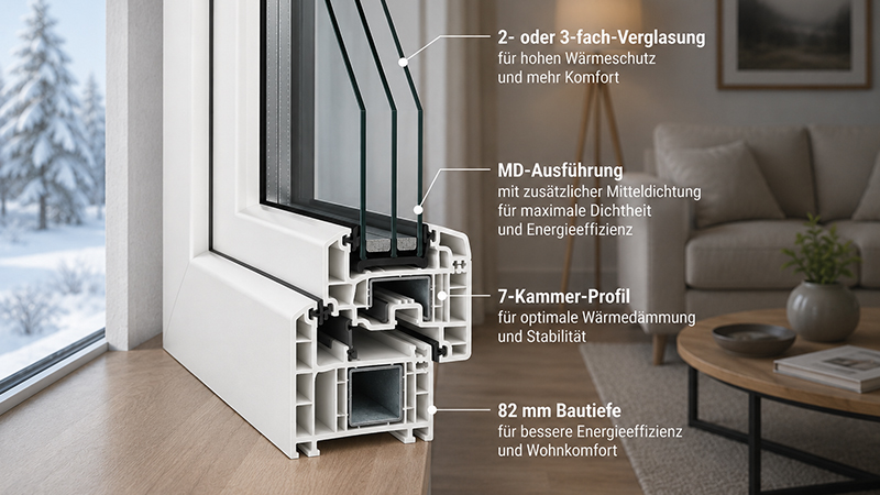 Schüco LivIng 82 Wärmedämmung Kunststofffenster