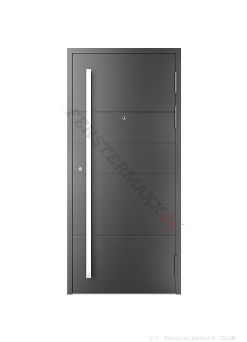 Drutex ALU Haustür 2180 x 2350 (Gesamt mit Zusätzen: B 2180 x H 2350) Innen: Tiefschwarz - RAL 9005 Matt Aussen: Tiefschwarz - RAL 9005 Matt
