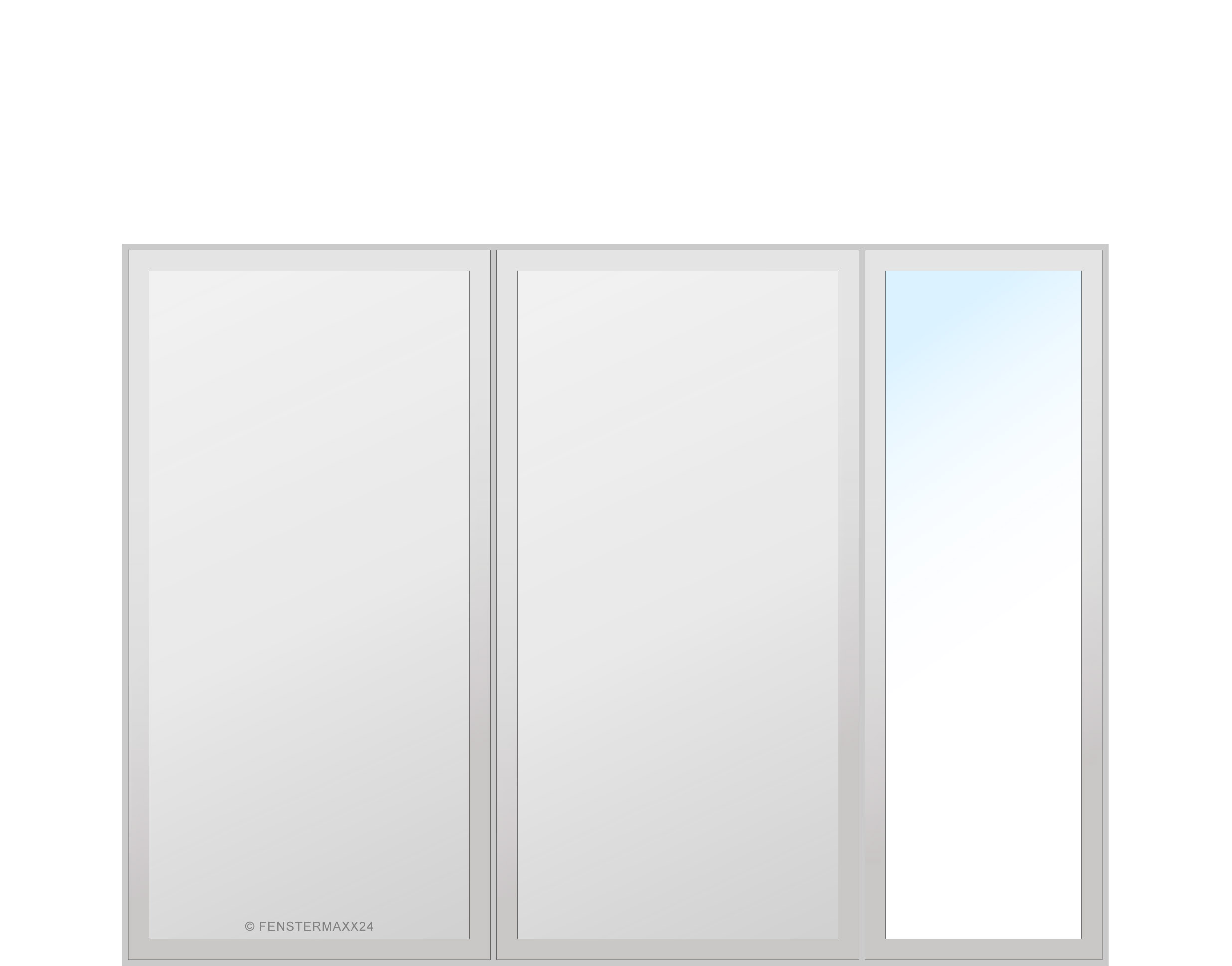 Drutex PVC Nebentür 2200 x 2200 (Gesamt mit Zusätzen: B 3300 x H 2200) Innen: Weiss (ohne Dekorfarbe) Aussen: Weiss (ohne Dekorfarbe)