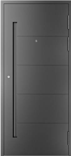 Drutex ALU AktionsHaustür 1000 x 2050 (Gesamt mit Zusätzen: B 1000 x H 2050) Innen: Tiefschwarz - RAL 9005 Aussen: Tiefschwarz - RAL 9005